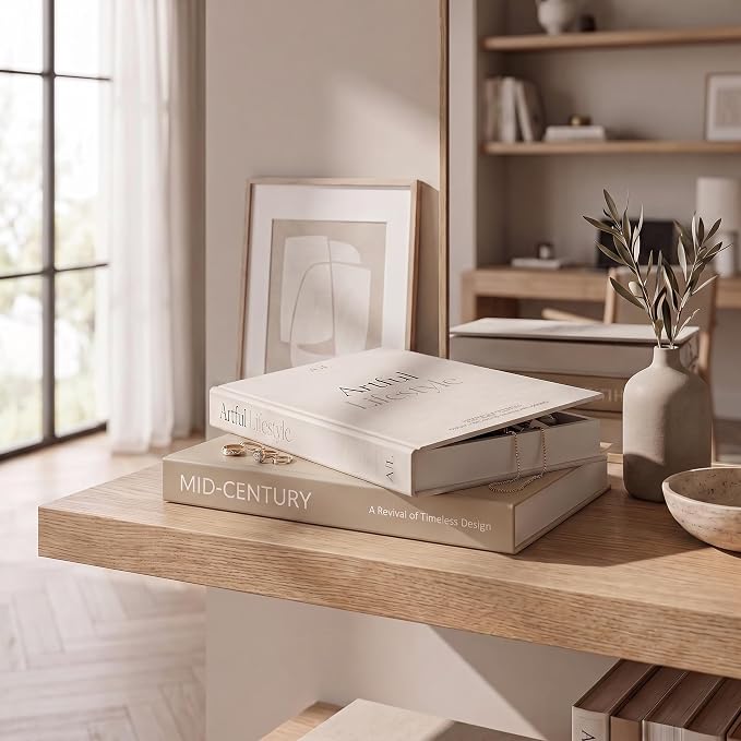 Aesthetic Decorative Books Set of 2 - Stylish Boxes for Coffee Table Decor