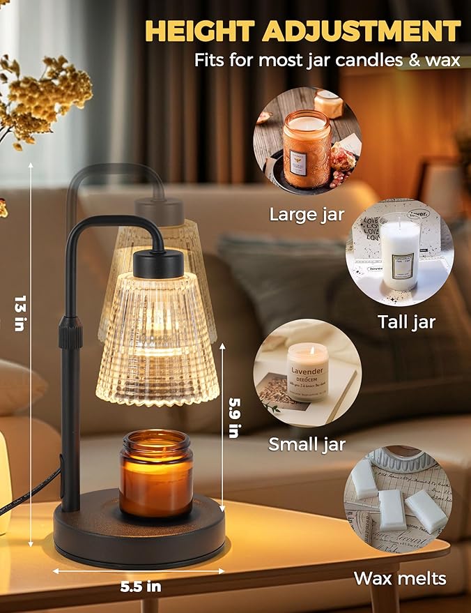 Candle Warmer Lamp with Timer, Birthday Gifts for Women Home Decor | 24h Cycle Timer Dimmable Wax Melt Warmer