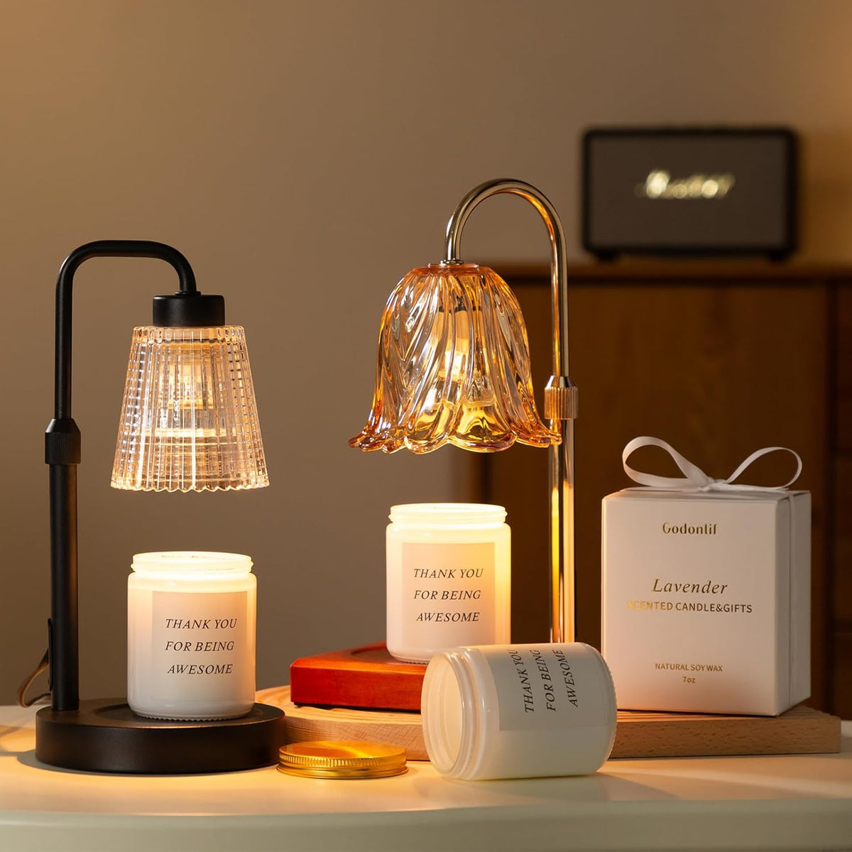 Candle Warmer Lamp with Timer, Birthday Gifts for Women Home Decor | 24h Cycle Timer Dimmable Wax Melt Warmer
